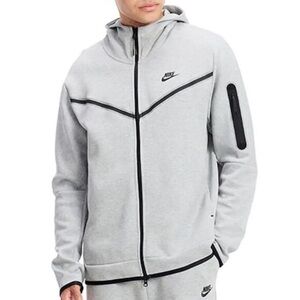 Nike Tech Fleece Hoodie Heather Grey Black Full Zip Small